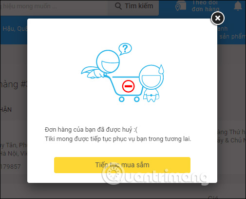 Hủy đơn hàng thành công