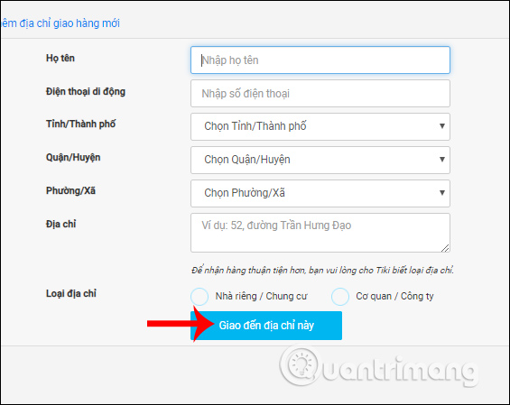Nhập thông tin thanh toán