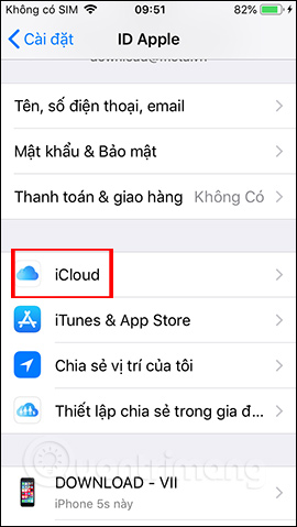 Chọn iCloud