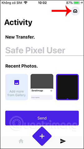 Giao diện gửi ảnh