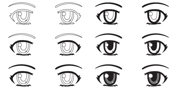 Một số đôi mắt anime với các biểu cảm khác nhau