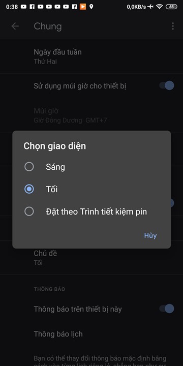 Chế độ nền tối trong Google Calendar 1