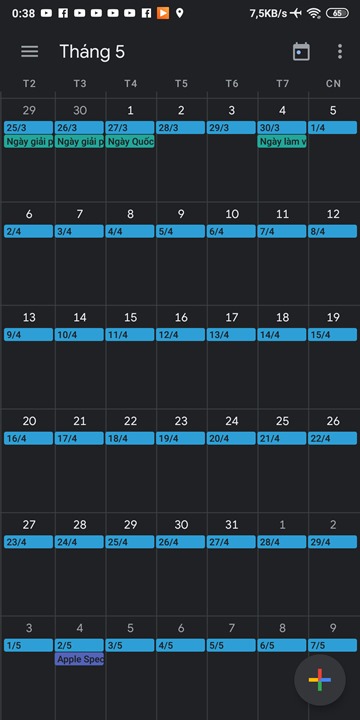 Chế độ nền tối trong Google Calendar 3