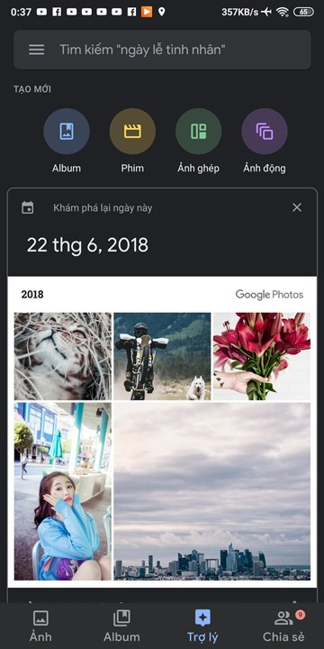 Chế độ nền tối trên Google Photos