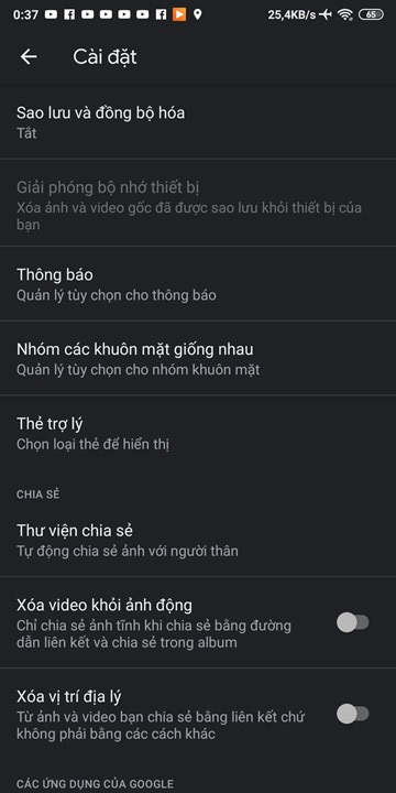 Chế độ nền tối trên Google Photos 7