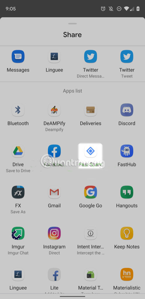 Fast Share trên điện thoại Android có thể được sử dụng để chia sẻ nhiều loại tài liệu