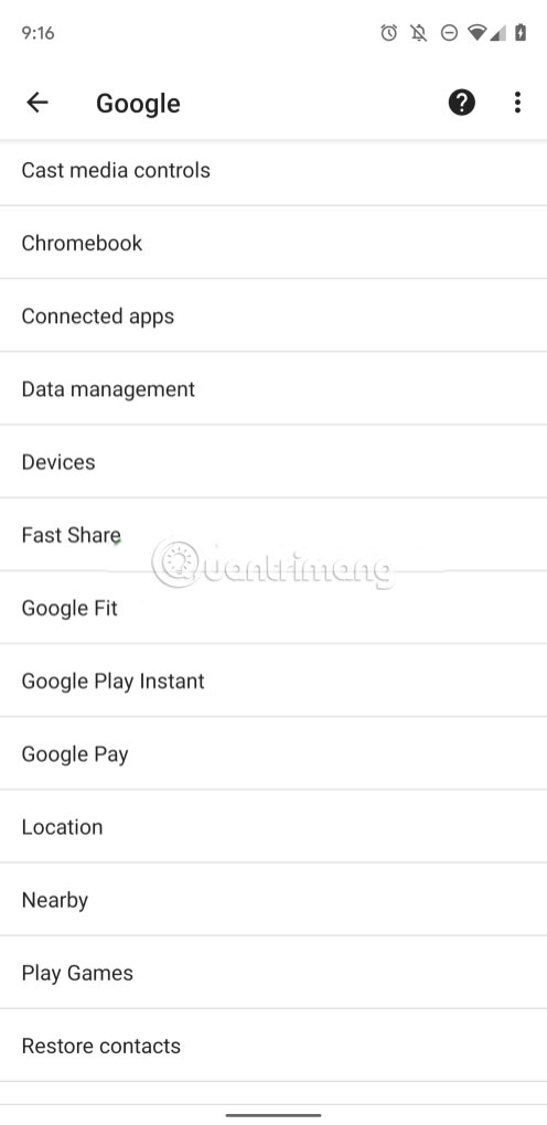 Truy cập Settings > Google > Fast Share