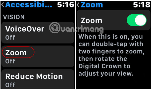 Kích hoạt tính năng Zoom trên Apple Watch