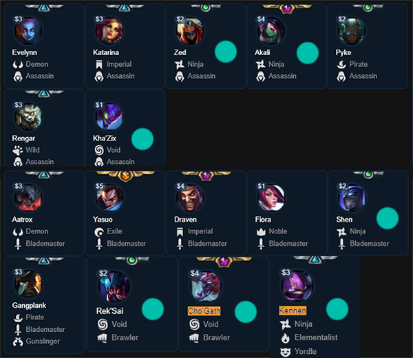 Đội hình Ninja + Sát Thủ DCTL LMHT