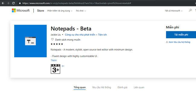 Nhà phát triển đã cập nhật công cụ này lên Microsoft Store