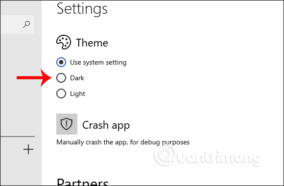 Giao diện cài đặt