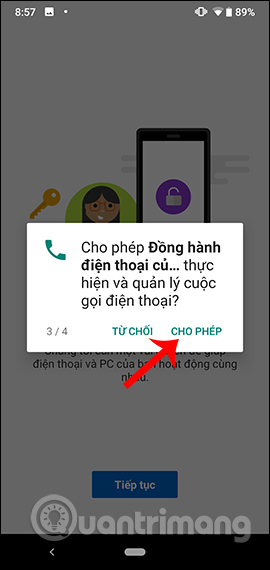 Cho phép truy cập danh bạ