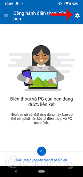 Truy cập cài đặt trên ứng dụng Android