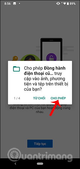 Cho phép truy cập danh bạ