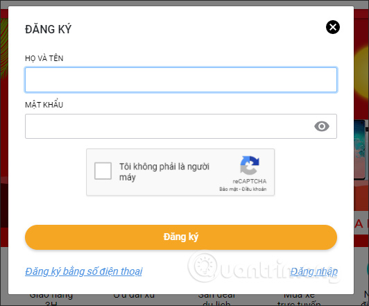 Nhập thông tin đăng ký