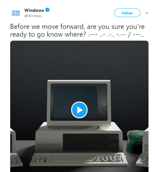 Tài khoản Twitter của Microsoft đã cho đăng tải một mã Morse