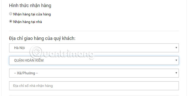 Ghi địa chỉ nhận sim