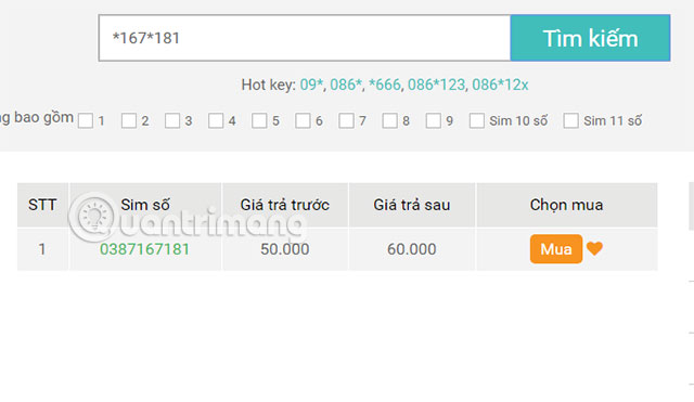 Chọn sim số đẹp theo cặp số
