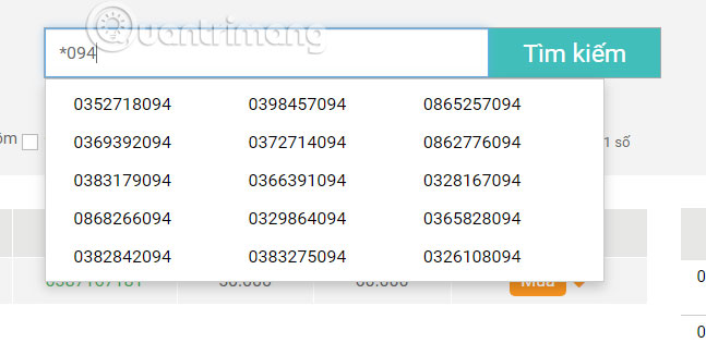 Tìm sim số đẹp theo chuỗi số sau cùng