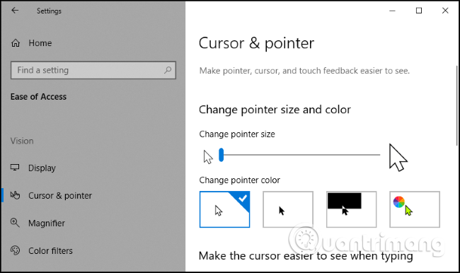 Cách thay đổi màu và kích thước con trỏ chuột trên Windows 10