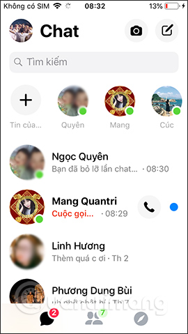 Giao diện Messenger