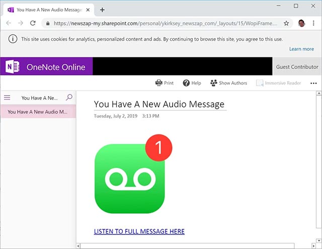 Trang trực tuyến giả mạo OneNote