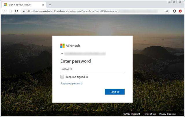 Trang đăng nhập tài khoản Microsoft giả mạo