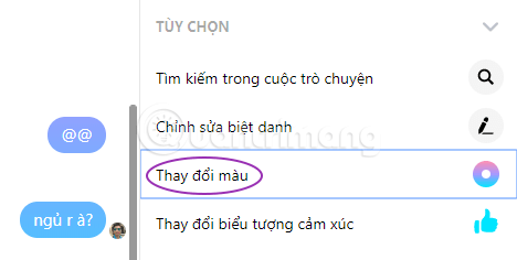 Chọn Thay đổi màu cho cuộc hội thoại trên Facebook Messenger