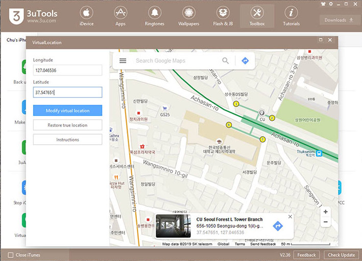 Hỗ trợ "vị trí ảo" (virtual location)