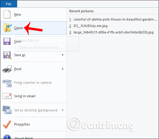Mở ảnh trên Paint