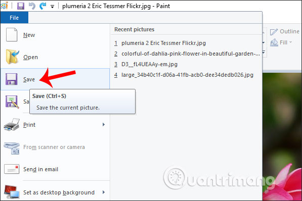 Nhấn Save lưu ảnh