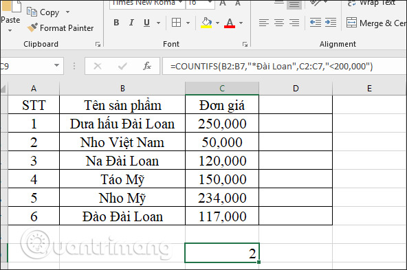 Hàm COUNTIFS, cách dùng hàm đếm ô theo nhiều điền kiện trong Excel - Ảnh minh hoạ 9