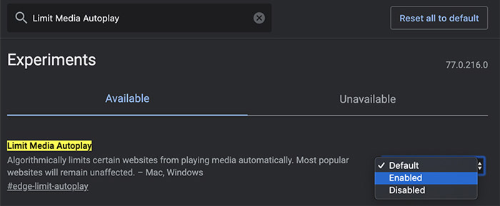 Cách kích hoạt tính năng hạn chế các video tự động phát trên trình duyệt Microsoft Edge Chromium