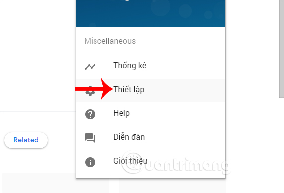 Nhấn Thiết lập