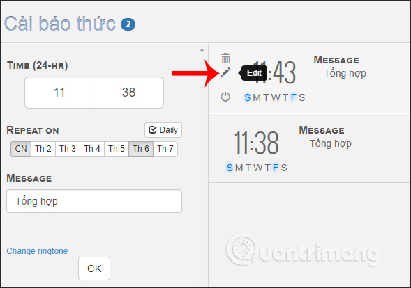 Chỉnh sửa thông báo