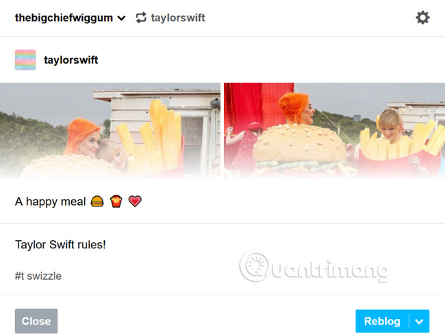 Bạn có thể Reblog, Like và Comment trên Tumblr