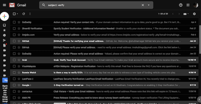 Tìm kiếm thư xác nhận tài khoản trong hộp thư đến