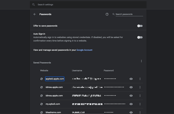 Kiểm tra tài khoản đã lưu của trình duyệt