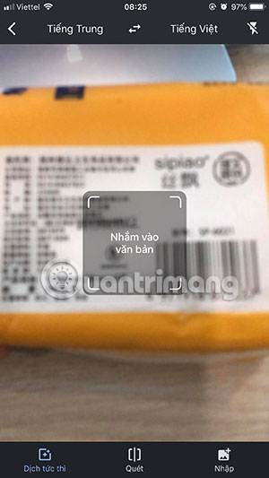 Giữ camera trong phần ngôn ngữ được dịch