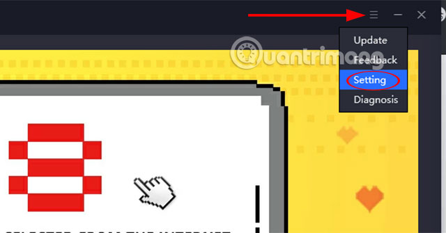 Menu cài đặt thanh công cụ Tencent Gaming Buddy