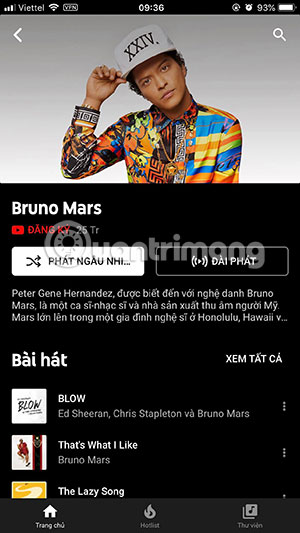 Phát bài hát của nghệ sĩ mình đã chọn
