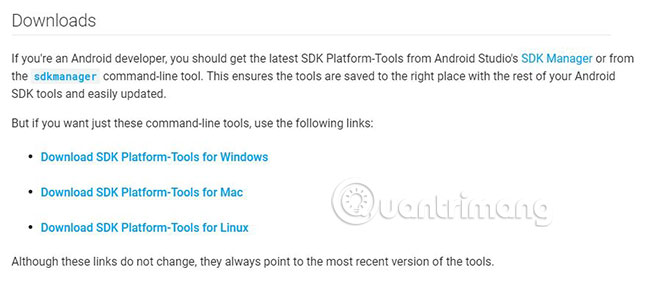 Tải xuống Android SDK Platform Tools cho Windows