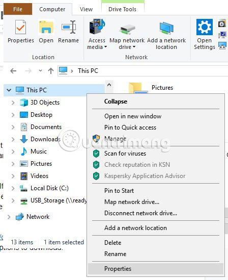 Nhấp chuột phải vào biểu tượng My Computer