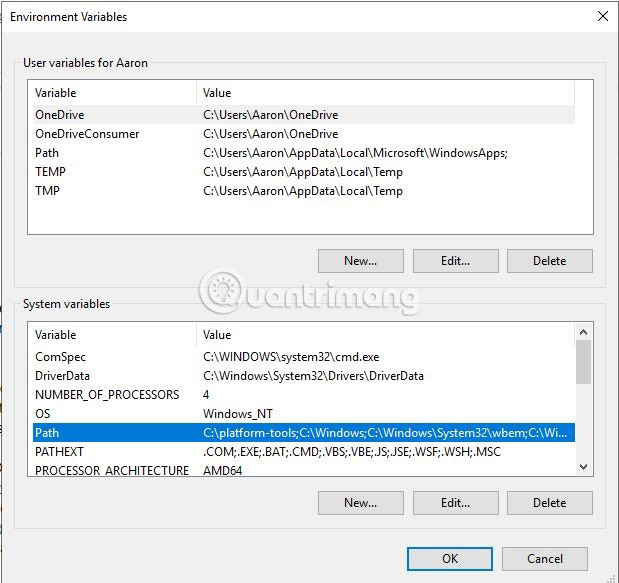Chọn đường dẫn được liệt kê trong hộp dưới cùng
