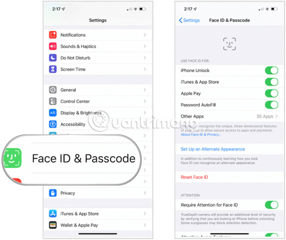 Hạn chế ứng dụng có thể sử dụng Face ID