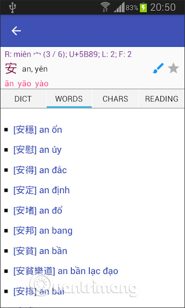 Han Viet Dictionary tra từ