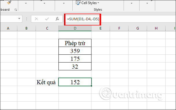 Cách sử dụng phép trừ trong Excel - Ảnh minh hoạ 2