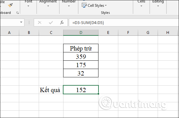 Cách sử dụng phép trừ trong Excel - Ảnh minh hoạ 3