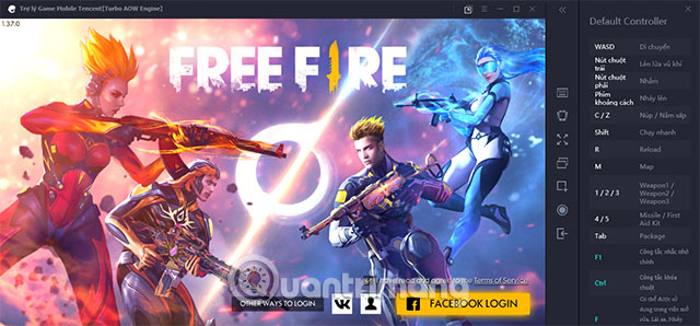 Giao diện đăng nhập Garena Free Fire trên TGB