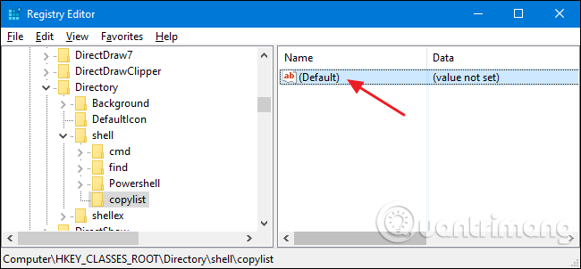 Click đúp vào giá trị Default